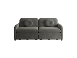 Canapé droit convertible 2 places Tissu gris avec coffre de rangement