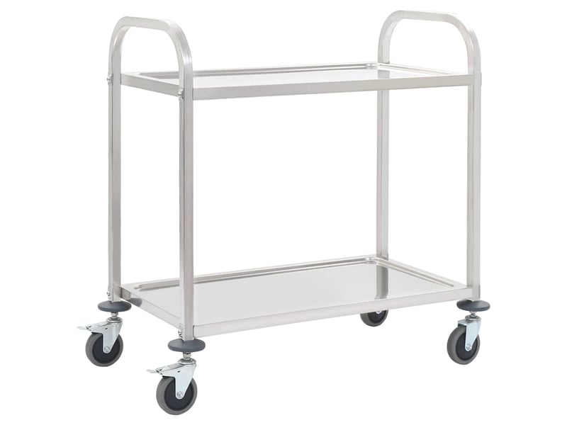  Desserte de cuisine, chariot de rangement à 2 niveaux 96,5x55x90 cm acier inoxydable  - Conforama B