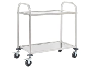 Desserte de cuisine, chariot de rangement à 2 niveaux 96,5x55x90 cm acier inoxydable