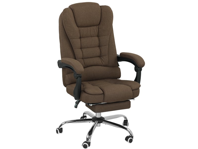  Fauteuil de bureau avec hauteur réglable, dossier inclinable, repose-pied et accoudoirs rembourrés, marron  - Conforama B