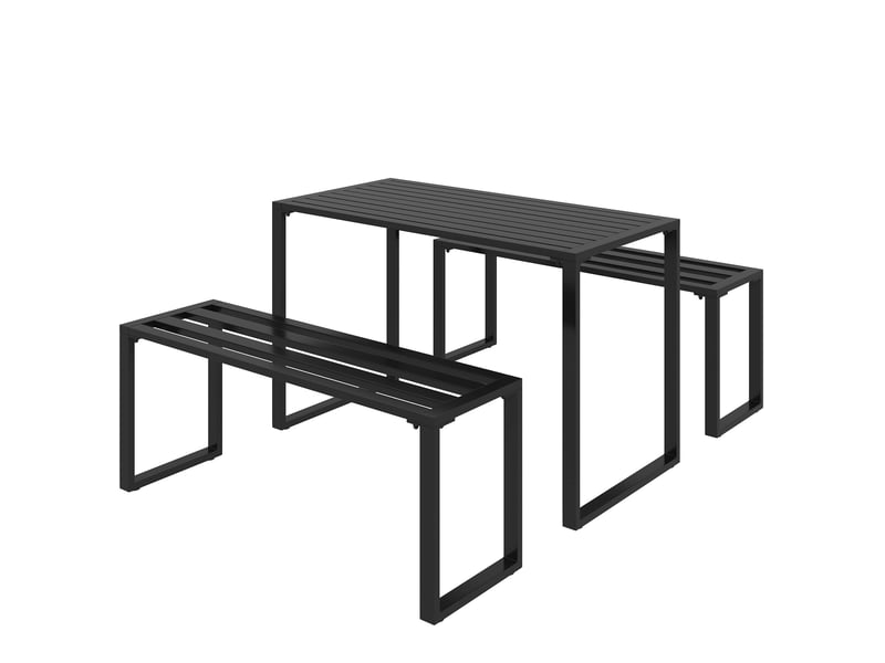  Ensemble de mobilier d'extérieur 3 pièces 110x55x70 cm en métal noir  - Conforama A