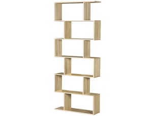 Bibliothèque étagère zig zag design contemporain 80l x 23l x 192h cm 6 niveaux coloris chêne clair