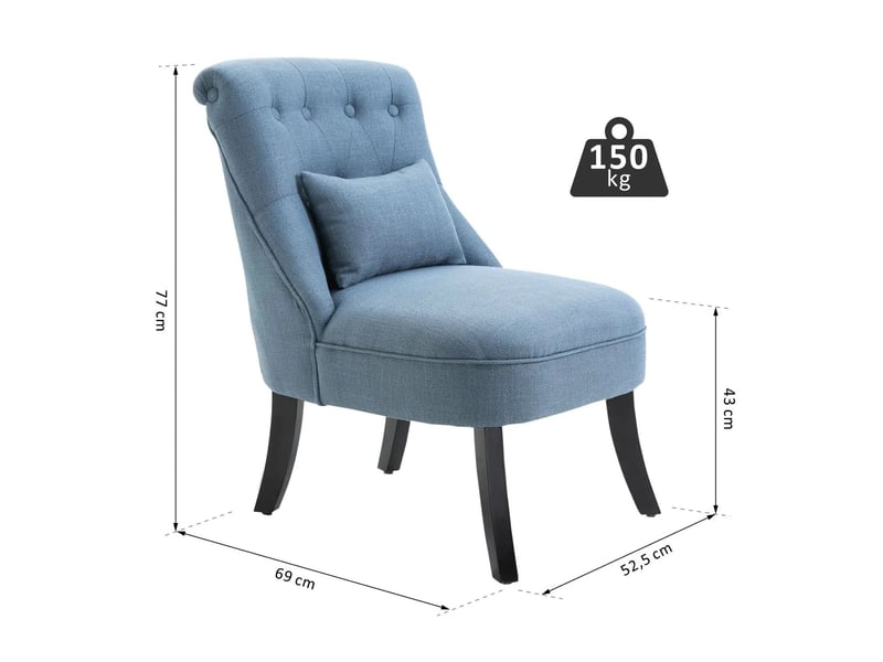  Fauteuil relax en lin bleu 52,5 x 69 x 77 cm cravdom  - Conforama D