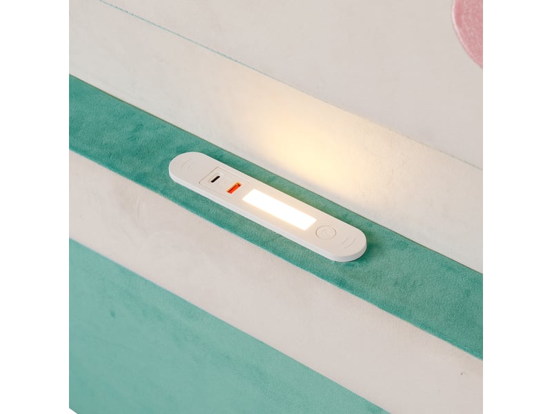  Lit enfant nuage avec liseuse led et usb - 140x200cm - 1 tiroir réversible et tablette rabattable - avec sommier à lattes - bleu-vert  - Conforama E