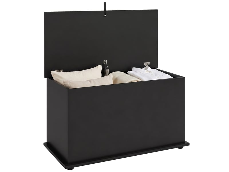  Coffre de rangement avec couvercle rabattable noir 80 x 40 x 45 cm  - Conforama A