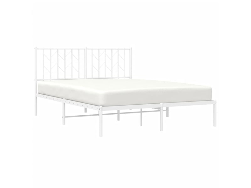  Lit double- lit adulte -  cadre de lit métal sans matelas et tête de lit blanc 140x200 cm  - Conforama B
