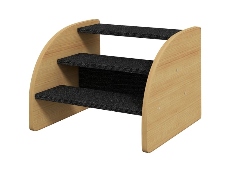  Escalier 3 marches félins 38,5x38,5x30 cm – chêne clair et noir – léger, accès lit et canapé – sûr  - Conforama A