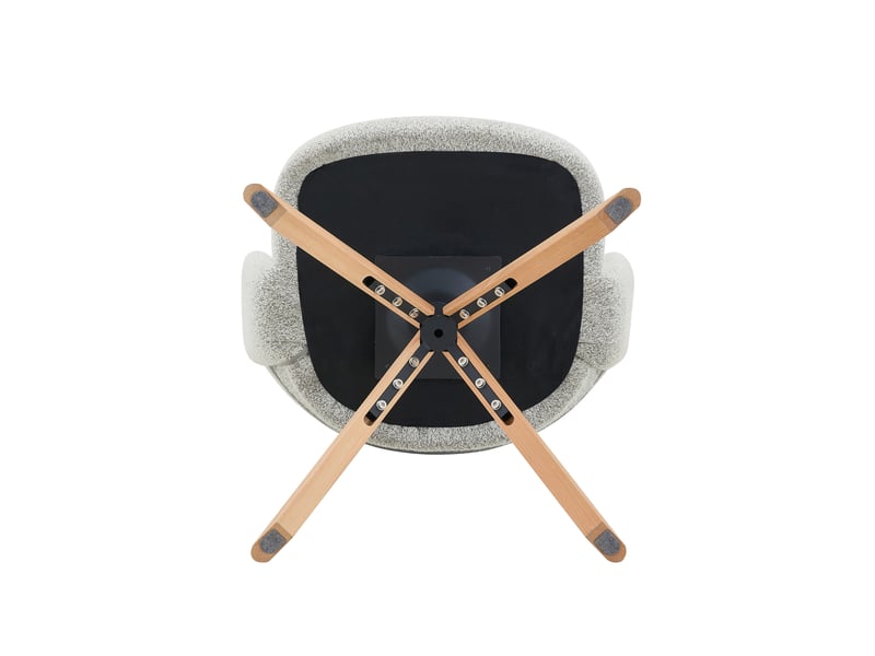  Lot de 2 chaises pivotantes 81,5 cm, couleur bois+gris clair, rotation 360°, dossier courbé, pour salle à manger, tissu  - Conforama E