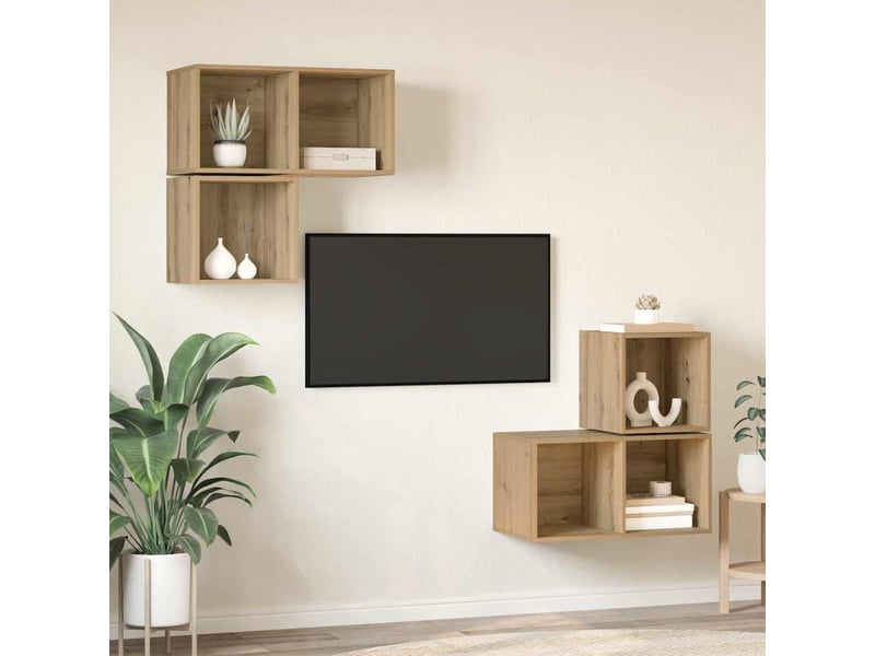  Ensemble meuble tv - banc tv - meuble de rangement 4 pcs chêne artisanal bois d'ingénierie  - Conforama D