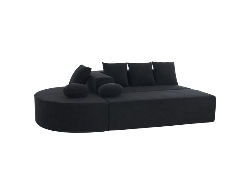 Canapé modulable noir en tissu chenille - canapé segmenté style cloud pour salon moderne et confortable  - Conforama A