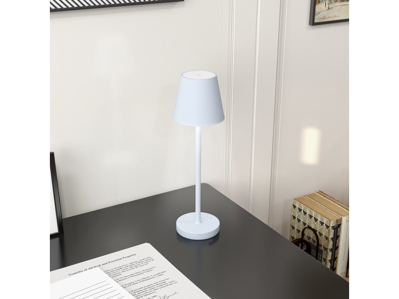  Lampe de chevet led sans fil, lampe de table rechargeable usb-c, 3 couleurs, ø 11,2 x 36,5 cm, grise  - Conforama D