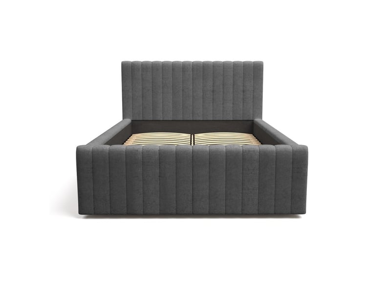  Lit coffre eloria 140x200 gris anthracite avec sommier relevable  - Conforama E