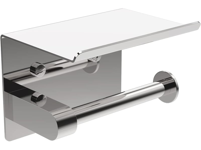  Porte papier toilette, support papier toilette mural | 304 acier inoxydable porte rouleau toilette, installation avec vis ou auto-adhésif, argent  - Conforama A