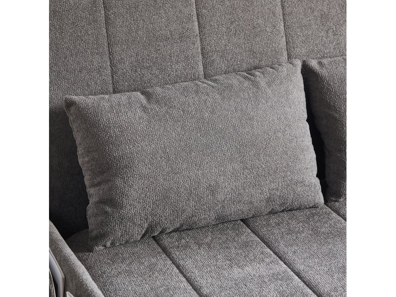  Canapé-lit 2 places 104x85x92 cm – gris – convertible avec poches latérales et structure en métal noir  - Conforama E