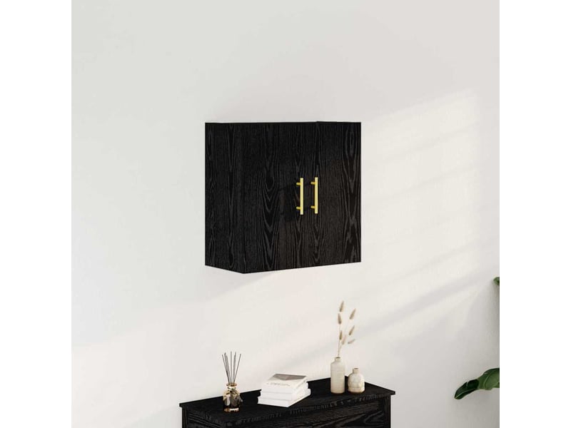  Meuble mural, rangement salon 60 x 31 x 70 cm bois d'ingénierie chêne noir shl3845  - Conforama B