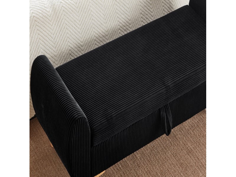  Banquette de rangement 145x51x57 cm pliable avec pieds en bois noire  - Conforama D