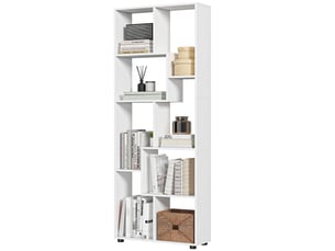 Bibliothèque étagère zig zag design contemporain 70l x 24l x 178h cm panneaux particules blanc