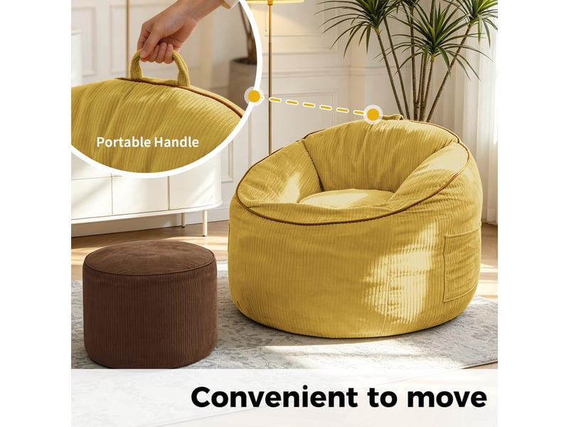  Fauteuil poire ergonomique incurvé avec pouf cylindrique et poche amovible  - Conforama E