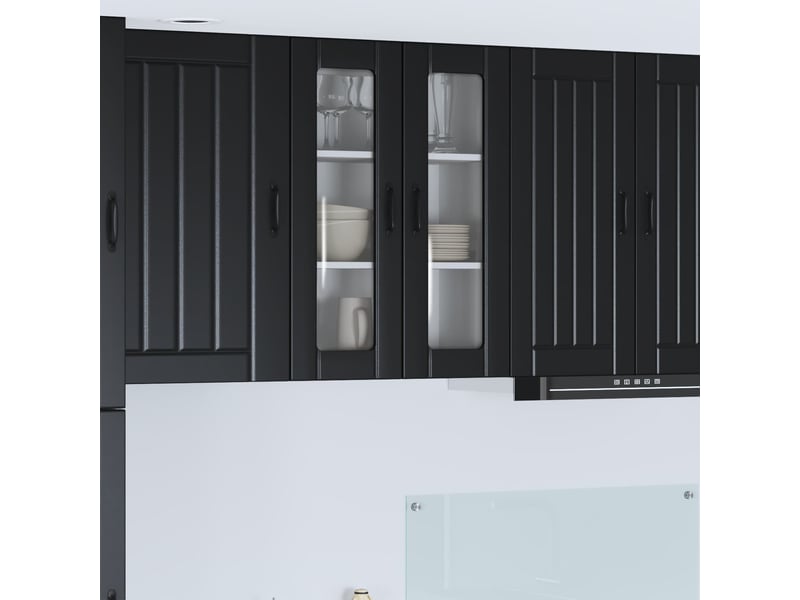 Meuble mural de cuisine, cabinet en verre mural noir 60x31x80cm shl9675 - Conforama B