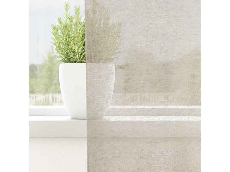 Lot de 2 rideaux en voile, voilage couleur sable 245 x 140 cm polyester cf43888 - Conforama C