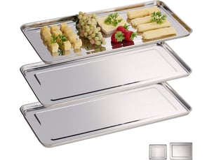 Lot de 3 plateaux de service en acier inoxydable – 45x35x2 cm