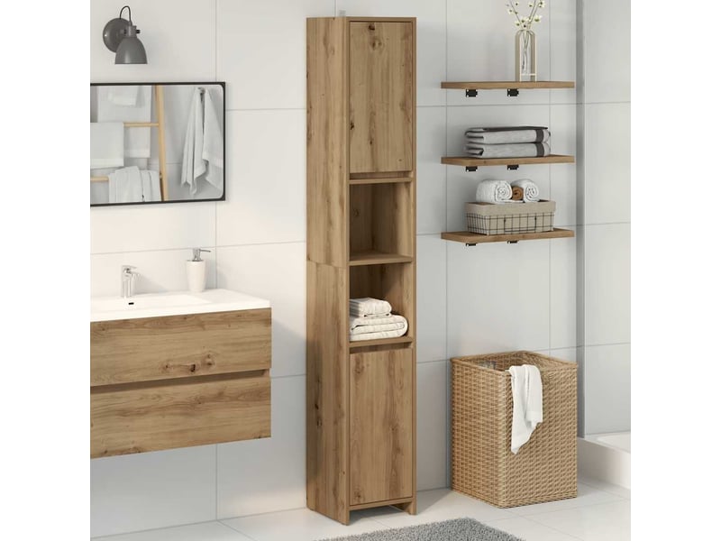  Armoire de salle de bain, cabinet de salle de bain chêne artisanal 30x30x183,5 cm cf65060  - Conforama B
