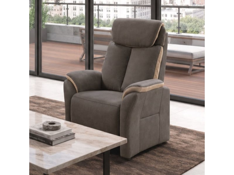  Fauteuil fixe new nobuck beige et gris foncé - odeon ODEON - Conforama B