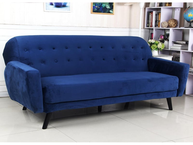  Canapé droit convertible scandinave helios velours bleu Helios - Conforama B
