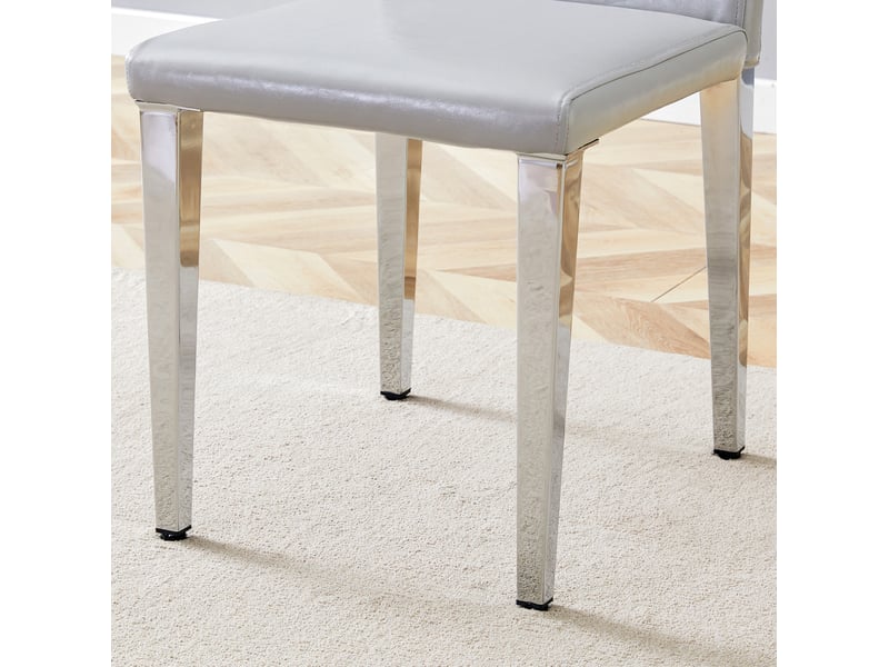  Lot de 4 chaises de salle à manger 90 cm chaise cuisine, dossier confortable, chaise moderne, pu, argenté et gris clair  - Conforama E