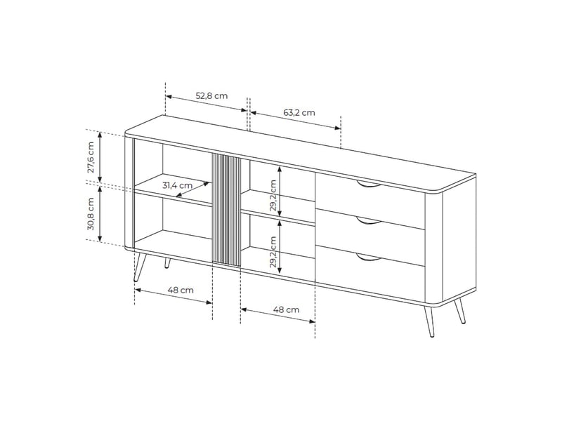  Buffet kabatiti, commode 3 tiroirs, 195x38x81h cm marron noyer Kabatiti - Conforama C