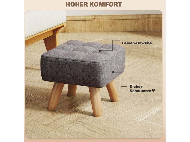  Pouf 27x27x26 cm avec pieds en bois gris  - Conforama E