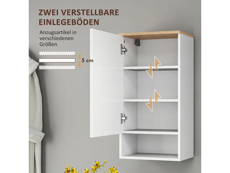  Armoire murale salle de bain blanche, étagères réglables et niche ouverte, 40 x 27 x 77 cm  - Conforama W