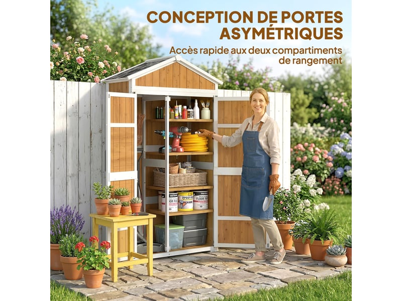  Armoire de jardin 2 portes en bois de sapin et métal 105 x 55 x 179 cm  - Conforama E