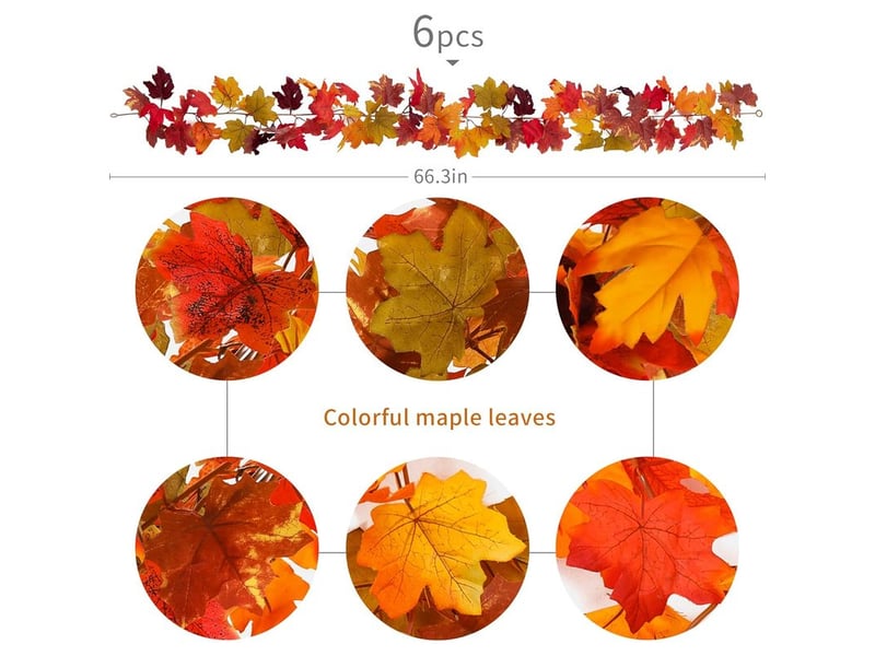  Pièces 1,7 m guirlandes de feuilles d'érable artificielles, guirlande d'érable automne suspendu vignes de feuilles d'automne, pour cheminée, jardin, automne, interieur exterieur  - Conforama B