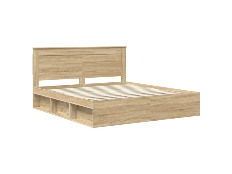 Lit adulte ; lit double ; cadre de lit avec tête de lit sonoma 200x200 cm pin massif  - Conforama E