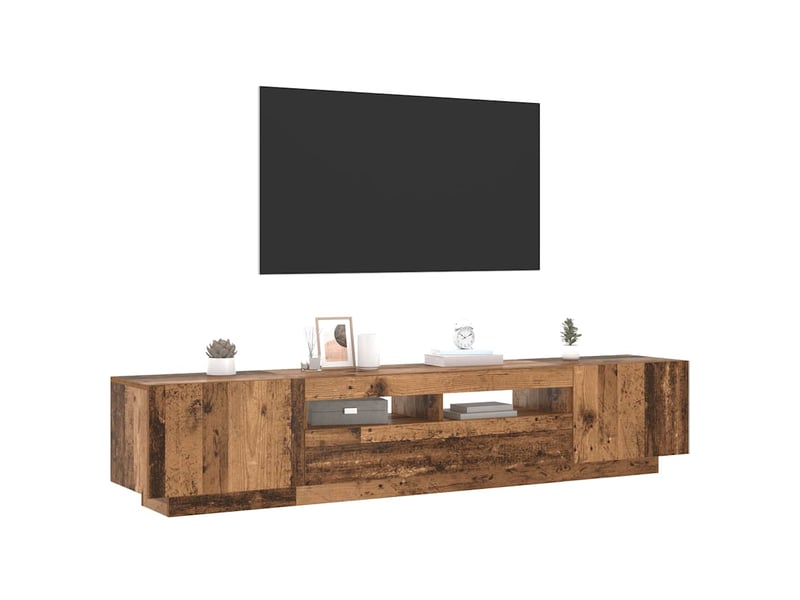  Meuble tv - banc tv - meuble de rangement avec lumières led vieux bois bois d'ingénierie  - Conforama E