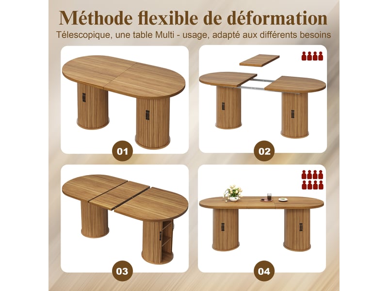  Table à manger extensible marron foncé, rangement, confort, solide, robuste - mdf et métal - 150x80x75cm - cuisine et salle à manger  - Conforama C