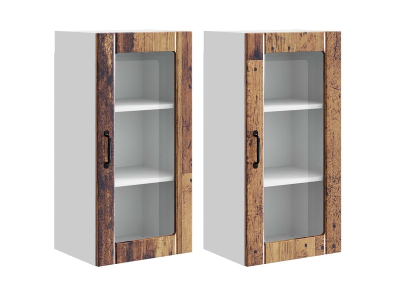 Cabinet en verre mural 2 pcs bois ancien bois d'ingénierie shl2212 - Conforama A