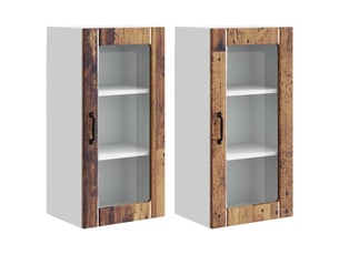 Cabinet en verre mural 2 pcs bois ancien bois d'ingénierie shl2212
