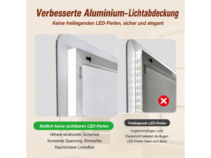 Miroir led salle de bain 70 x 90 cm, sans cadre rétroéclairé