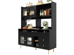 Buffet 3 porte(s) MEUBLIV - 145 cm coloris noir