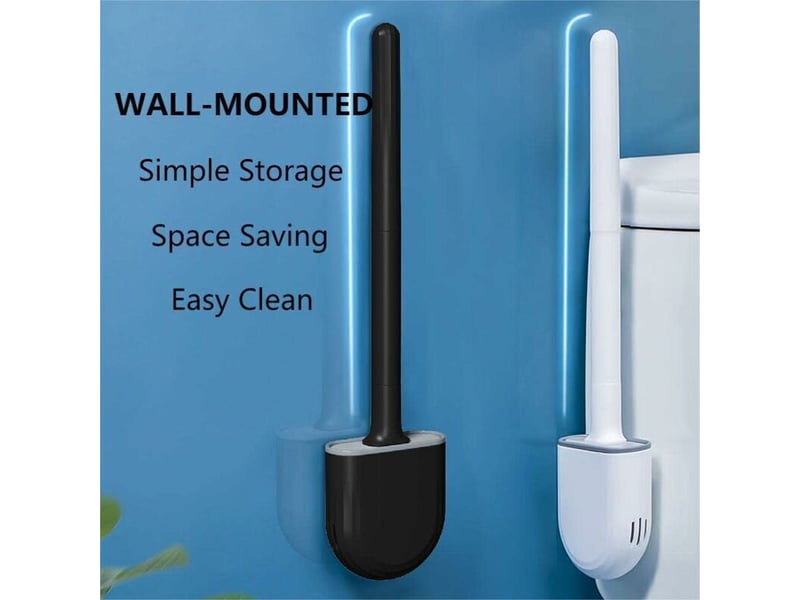 Brosse toilette silicone plate paquet de 2, brosse wc et supports, balai wc mural, brosse wc en silicone noir + blanc - Conforama D