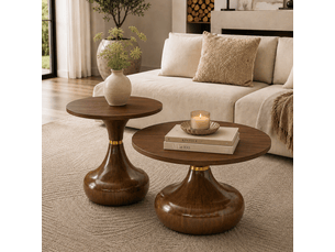 Table basse rond(e) coloris bois foncé <strong>HAUSS SPOLE</strong> <strong></strong> - 70 cmx50 cm