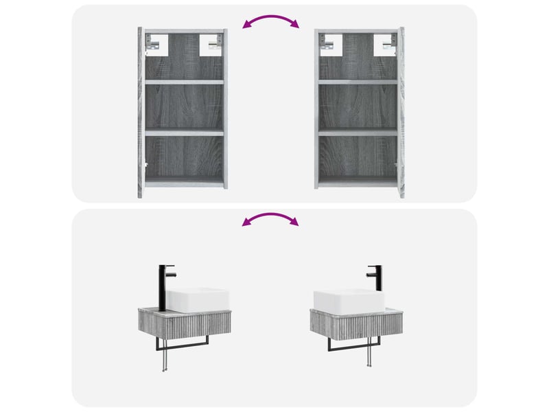  Ensemble de mobilier de salle de bain 3 pc sonoma gris cf64423  - Conforama E
