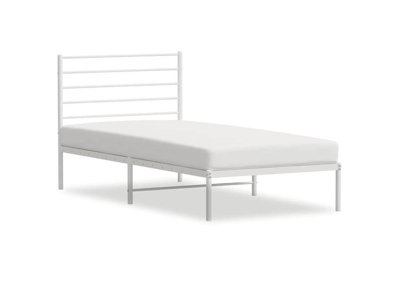  Lit simple- lit adulte -  cadre de lit métal sans matelas avec tête de lit blanc 80x200cm  - Conforama A