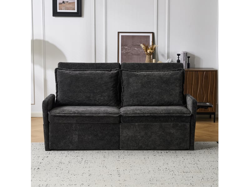  Canapé droit 2 places 172,5x71x95 cm avec usbtype-c noir  - Conforama E