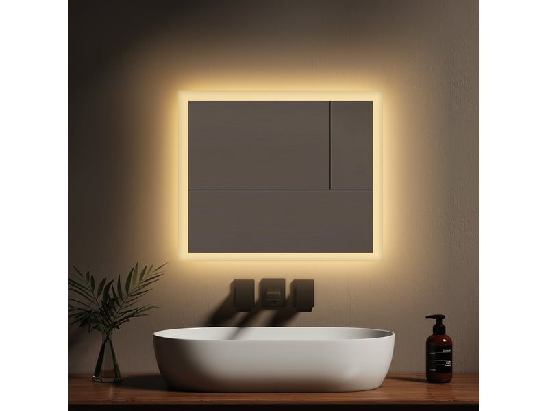  Emke miroir de salle de bain led 50x60 cm, anti-buée, interrupteur mécanique, 2 températures de couleur  - Conforama C