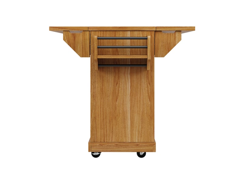  Îlot de cuisine, 142,5 × 80 × 95 cm, 2 portes et 3 tiroirs, mdf, marron, rangement fonctionnel, mobilier gain de place  - Conforama E