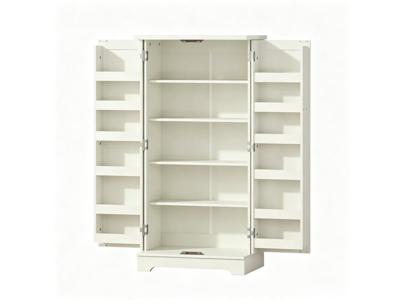  Armoire de cuisine 60x40x120 cm à portes mdf et panneau de particules crème  - Conforama A