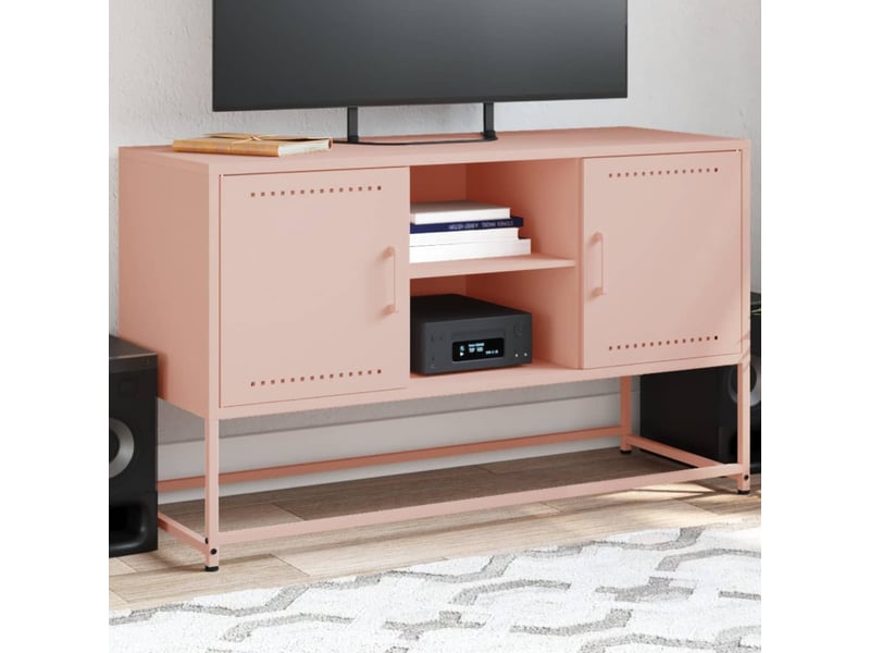  Meuble tv - banc tv - meuble de rangement rose 100,5x39x60,5 cm acier  - Conforama B